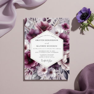 Plum Nocturne Floral Elegance Wedding Invitation