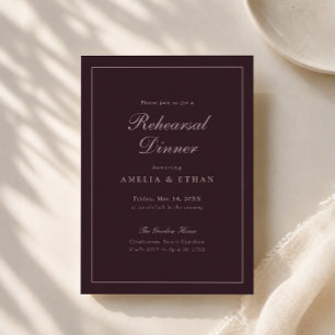 Plum Noir Estate Rehearsal Dinner Invitation