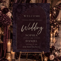 Plum Noir Moody Floral Wedding Welcome 