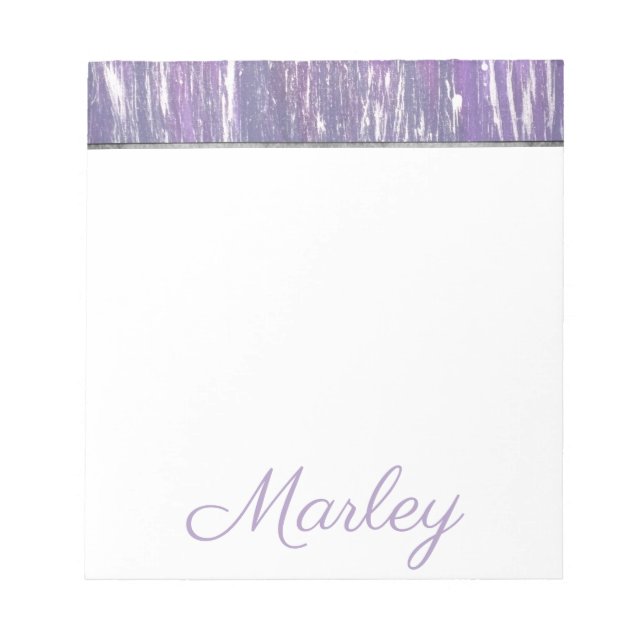 Plum Office | Purple Silver Splatter Brushstroke Notepad (Front)