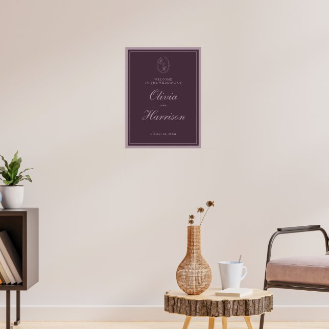 Plum Old Money Wedding Welcome Sign (Living Room 3)