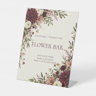 Plum Olive Flower Bar Wedding Sign