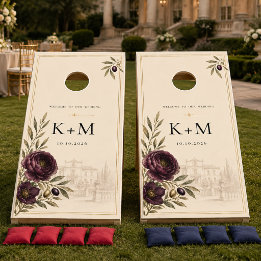 Plum & Olive Wedding Guest Book Alternative Cornhole Set