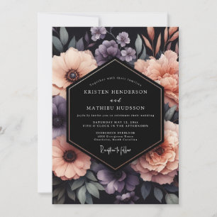 Plum Onyx Floral Wedding Invitation