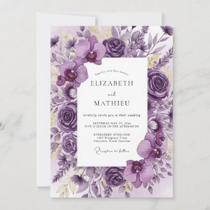 Plum Opulent Botanical Wedding Invitation