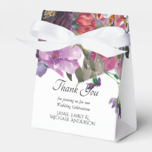 Plum Orange Floral Personalized Small Favor Box