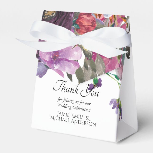 Plum Orange Floral Personalized Small Favor Box (Front Side)