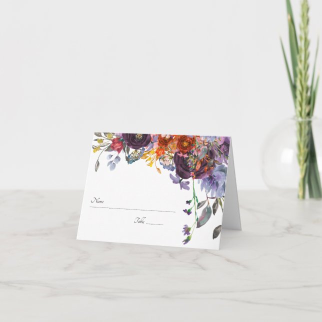 Plum Orange Floral Personalized Table Number (Front)