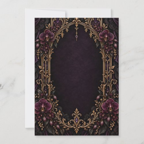 Plum Orchids Gothic Arch Save the Date Card