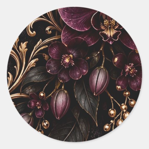 Plum Orchids Gothic Wedding Envelope Seals