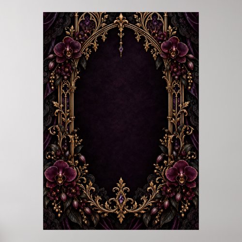 Plum Orchids Gothic Wedding Welcome Sign