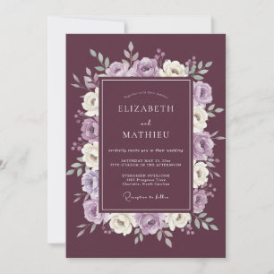Plum Ornate Winter Wedding Invitation