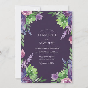 Plum Painted Wildflower Wedding Invitation