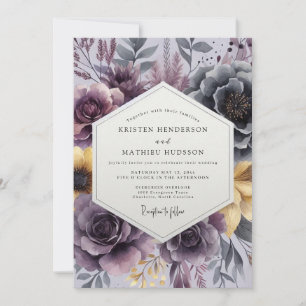 Plum Painterly Bloom Wedding Invitation