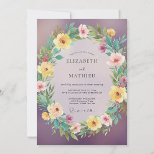 Plum Painterly Botanical Wedding Invitation