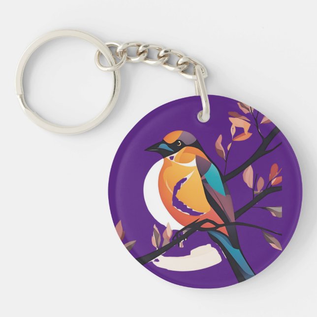 Plum Parrot Dangler Keychain (Front)