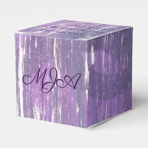 Plum Party  Purple Silver Splatter Brushstroke Favor Boxes