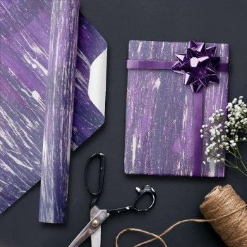 Plum Party | Purple Silver Splatter Brushstroke Wrapping Paper by Fharrynland at Zazzle