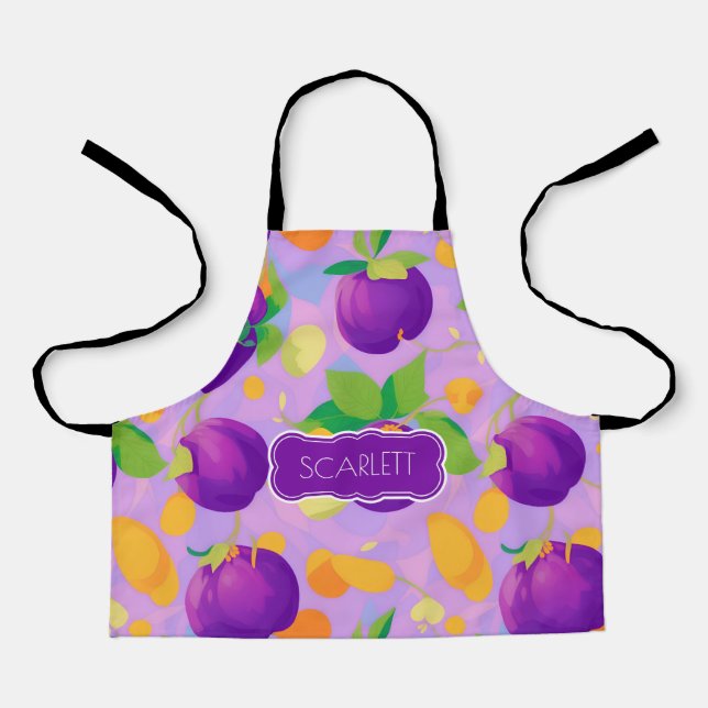 Plum Pastel Colorful Personalized Pattern Apron (Front)