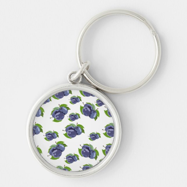 Plum pattern zazzle HEART tote bag Keychain (Front)