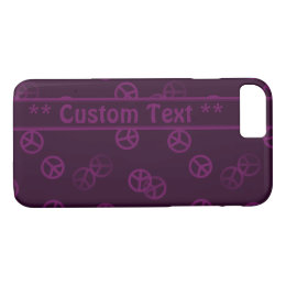 Plum Peace Sign Pattern w/ Custom Text iPhone 8/7 Case