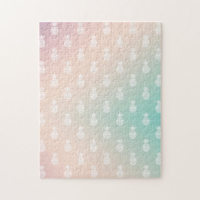Plum Peach Aqua Tie Dye Tropical Pineapples person Jigsaw Puzzle (Vertical)