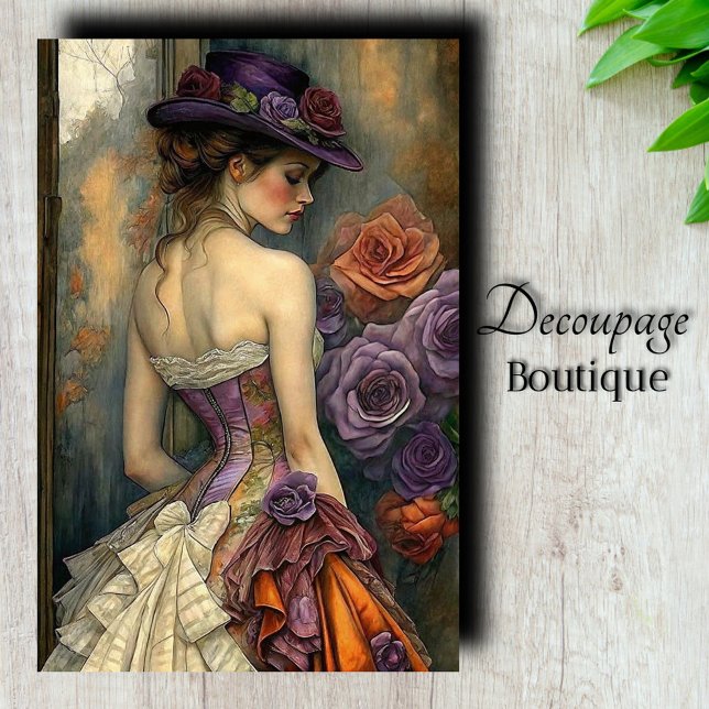 Plum & Pearl Rose Decoupage Tissue Paper (Plum & Pearl Rose Decoupage Tissue Paper)