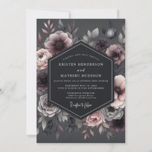 Plum Penumbral Bloom Wedding Invitation