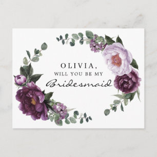 Plum Peonies Bridesmaid Proposal Card