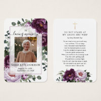 Plum Peonies Funeral In Loving Memory Poem Card
