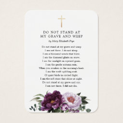 Plum Peonies Funeral In Loving Memory Poem Card Zazzle