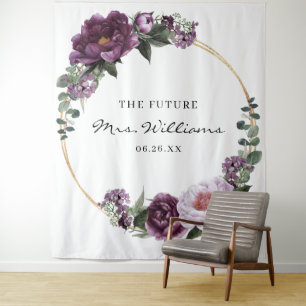 Plum Peonies Romantic Floral Bridal Backdrop