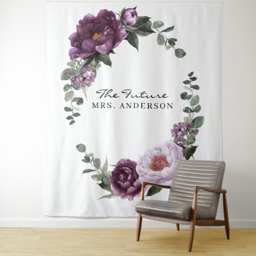 Plum Peonies Romantic Floral Bridal Backdrop