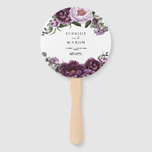 Plum Peonies Romantic Wedding Program Fan