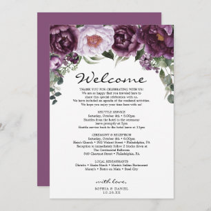 Plum Peonies Wedding Welcome Itinerary Program