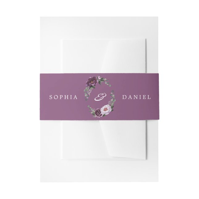 Plum Peony Floral Invitation Belly Bands Invitation Belly Band (Front Example)