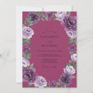 Plum Peony Violet Wedding Invitation