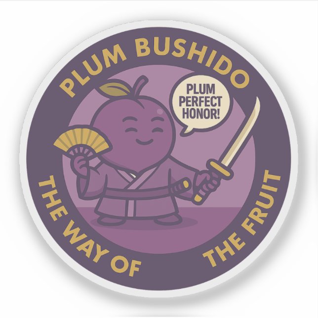 Plum Perfect Honor Samurai Fruit  Sticker (Front)
