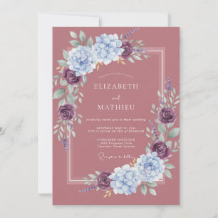 Plum Periwinkle Watercolor Wedding Invitation
