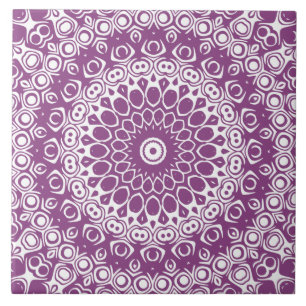 Plum Petal Mandala Symphony Ceramic Tile