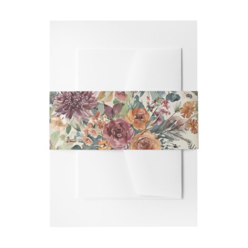 Plum Petals Wedding Invitation Belly Band