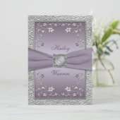 Plum, Pewter Floral Monogrammed Wedding Invite 2 (Standing Front)