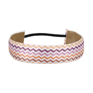Plum Pink Candy Chevron Stripes and Round Monogram Athletic Headband