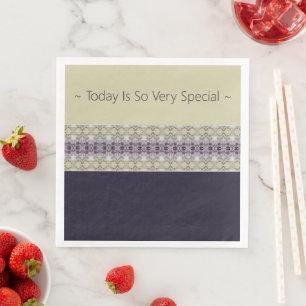 Plum Pink Creamy Beige And Grey Paper Dinner Napkins