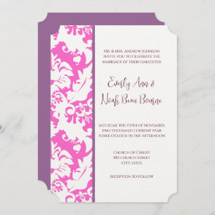 Plum & Pink Damask Wedding Invitations