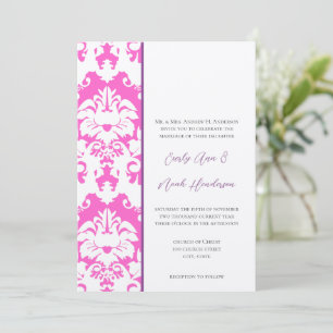 Plum & Pink Damask Wedding Invitations