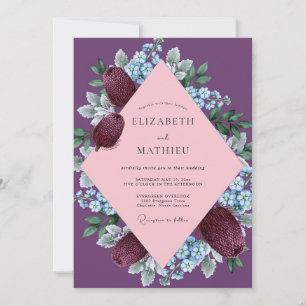 Plum Pink Wildflower Wedding Invitation