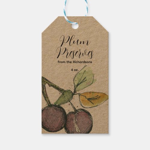 Plum Preserves Fruit Canning Jar Tag Label 