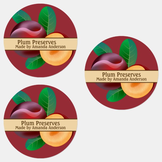 Plum Preserves Modern Circle Food Label (Group)