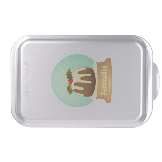 Plum pudding snow globe winter cake red green  cak pan (Front)